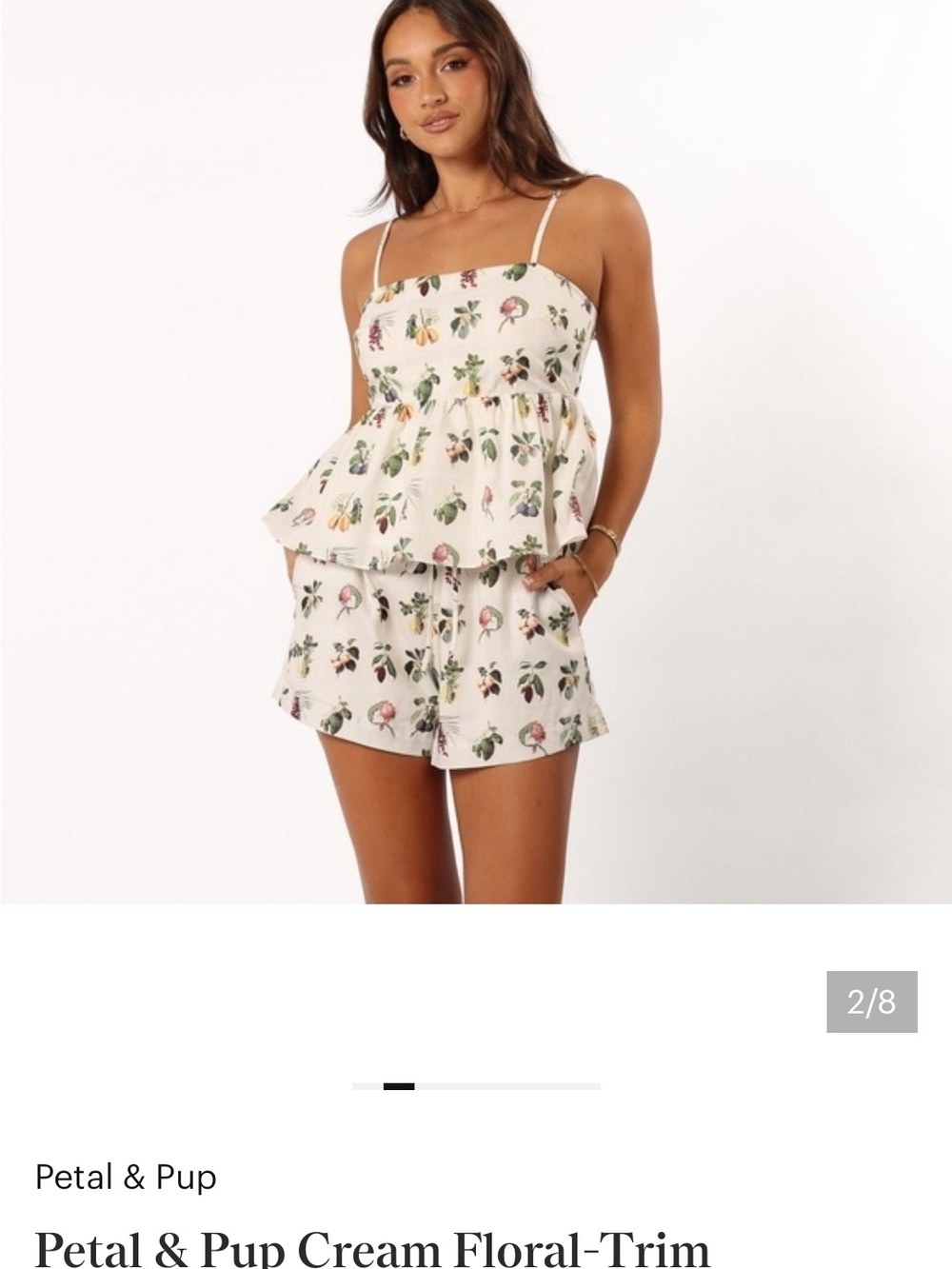 ISO.....Petal & Pup Cream Floral Peplum Set with Spaghetti Straps